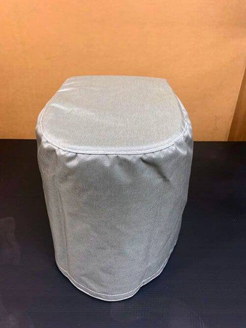 Canvas Silver Laveo Dry Flush Seat Cover from Cabin Depot, 3" foam top, durable multipurpose cover for boaters and cabins.